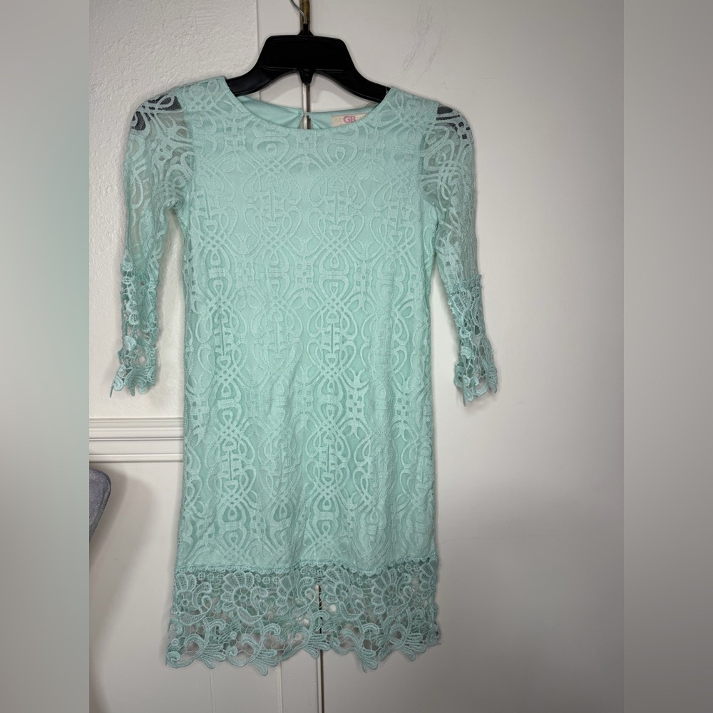 GB Girls Mint Lace Long Sleeve Dress size M